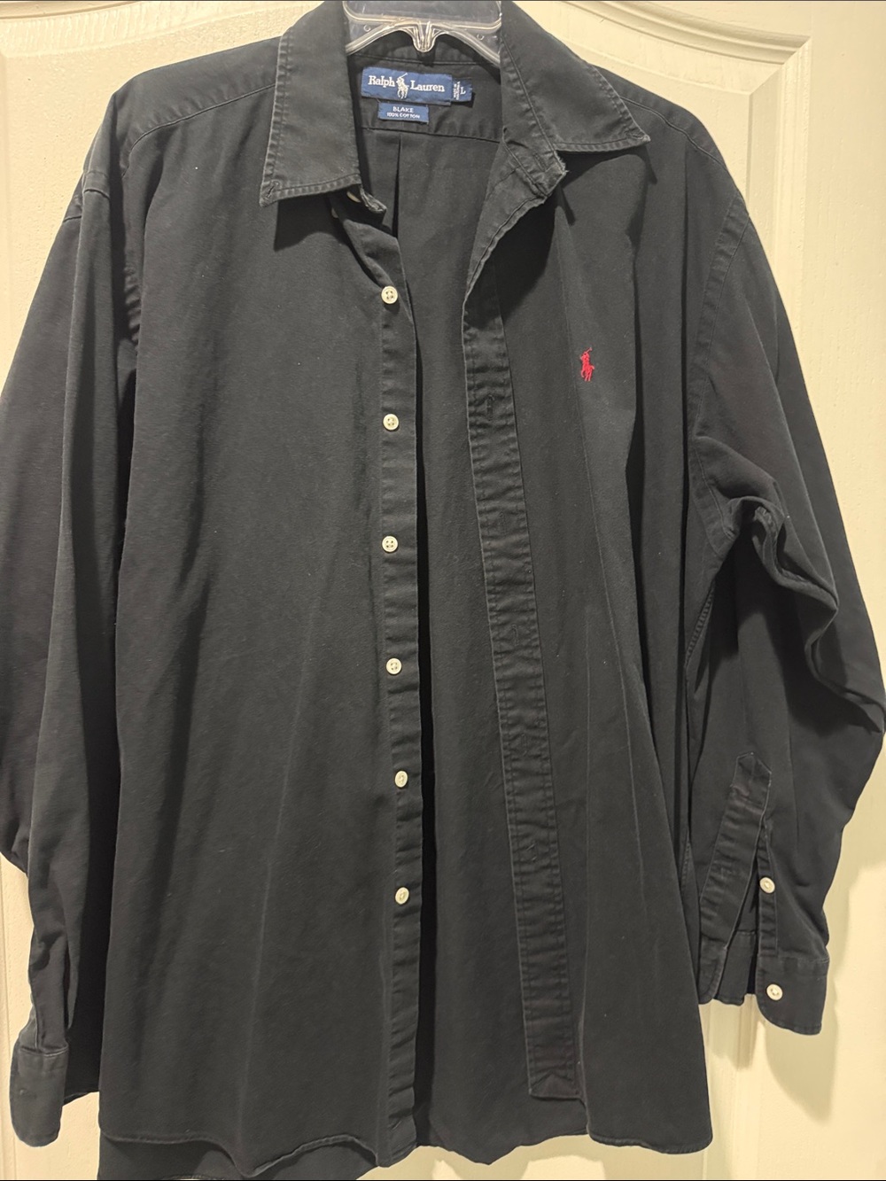 Ralph Lauren Black Long-Sleeve Button-Down Shirt with Red Pony